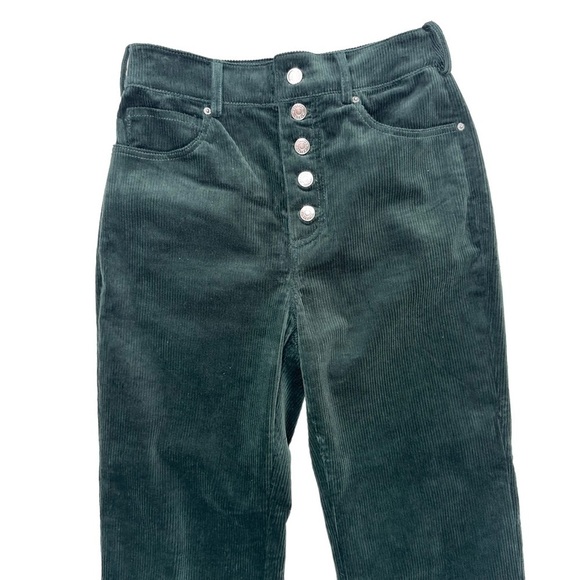 GRLFRND green corduroy Bobby high-waist button fly crop pants Revolve XS - Picture 3 of 16